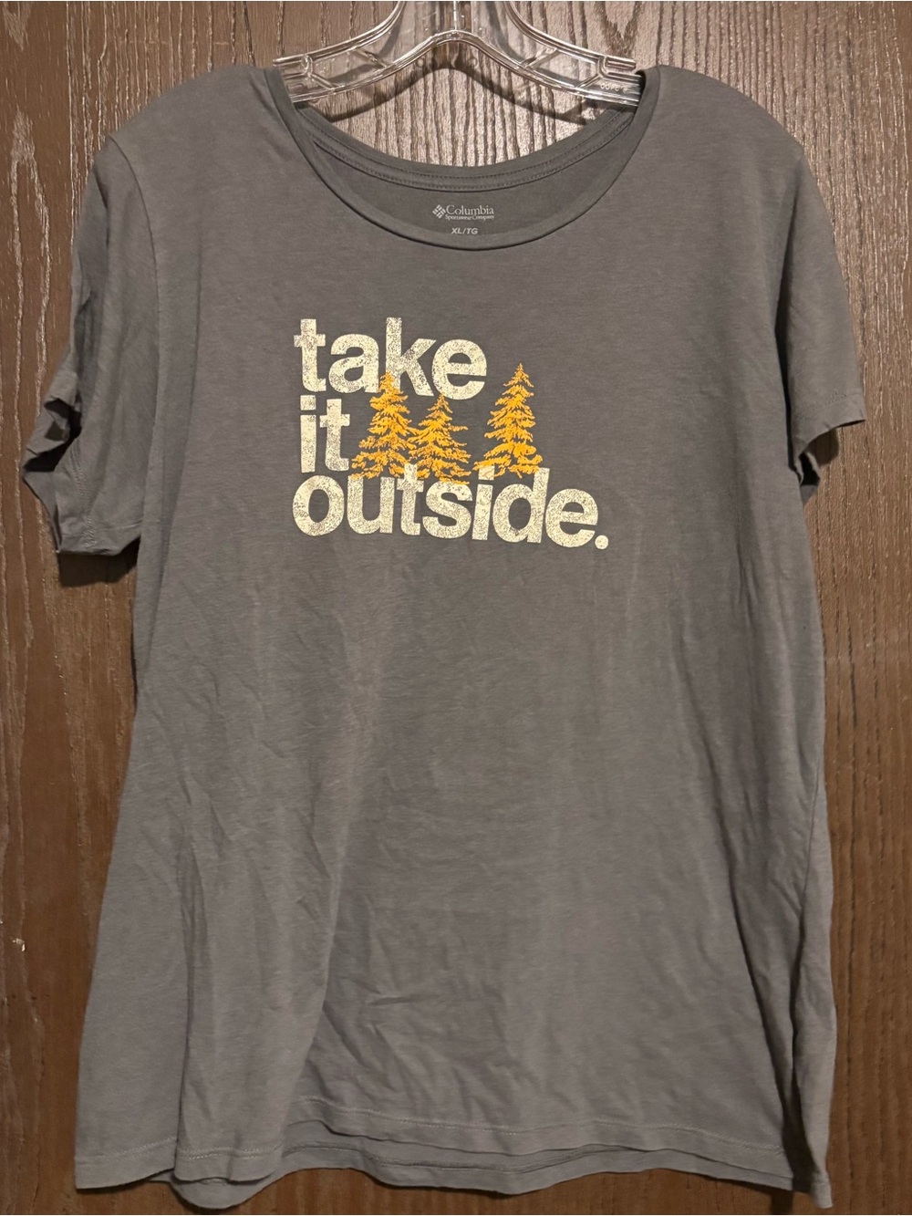 Columbia Gray Short-Sleeve 'Take It Outside' Graphic Tee with Yellow Trees